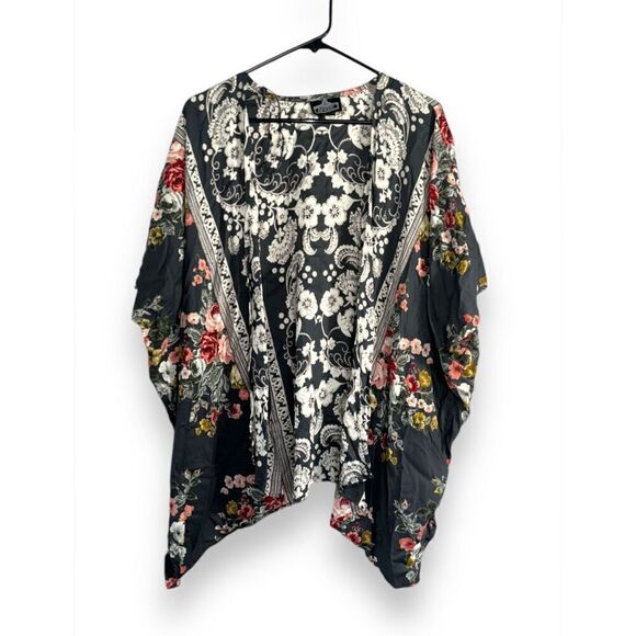 ANGIE sz S Womens Floral Paisley Open Front Kimono Sweater Boho Hippie Festival - Picture 2 of 4